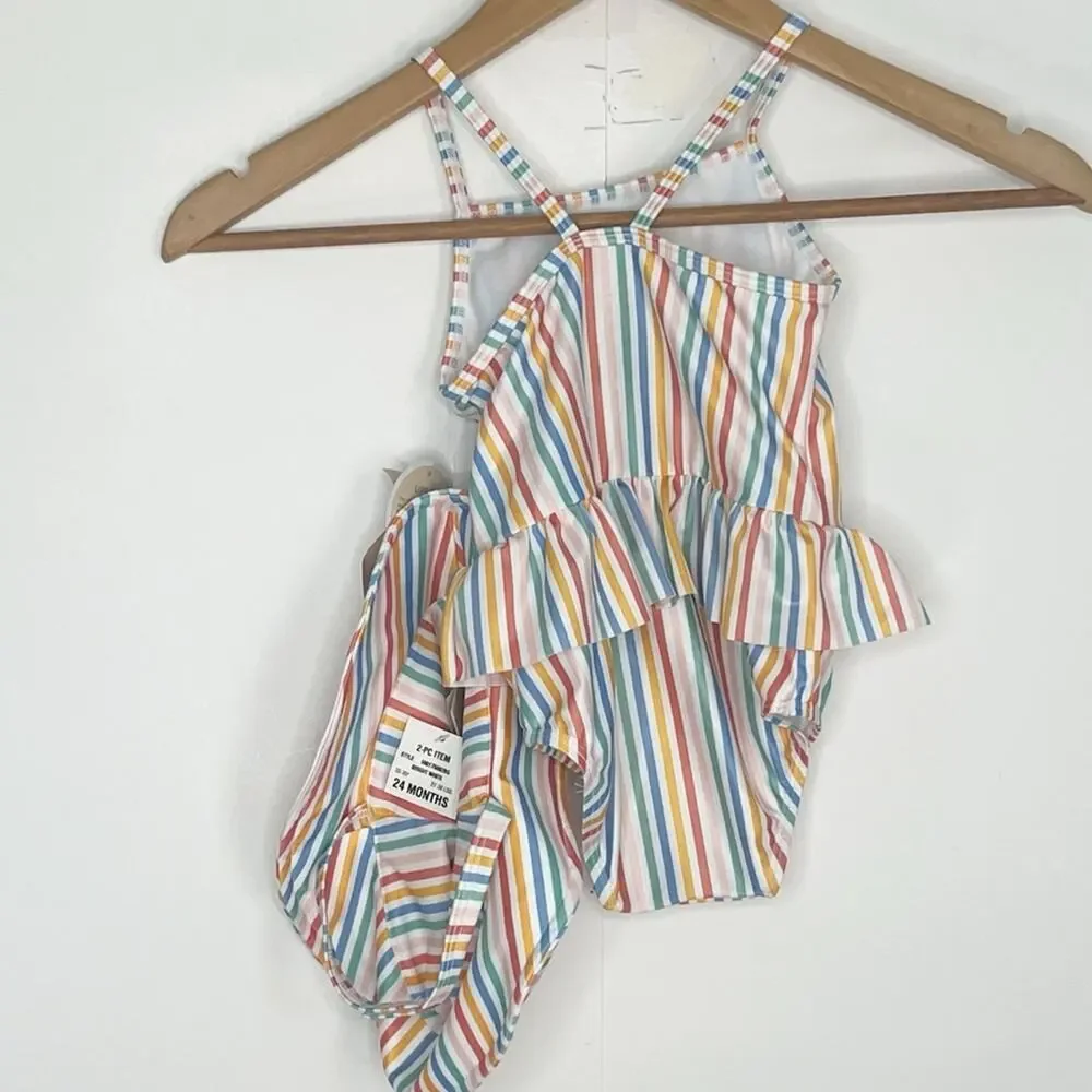 First Impression Girls One Piece Swimsuit and Hat Size 24 Months